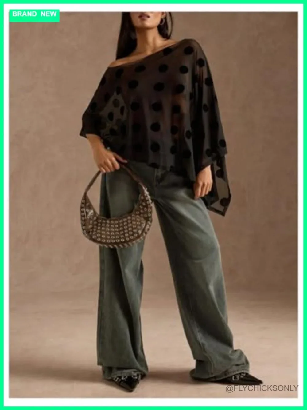 Asymmetric Sheer Chiffon Polka Dot Poncho Shawl Cover Up